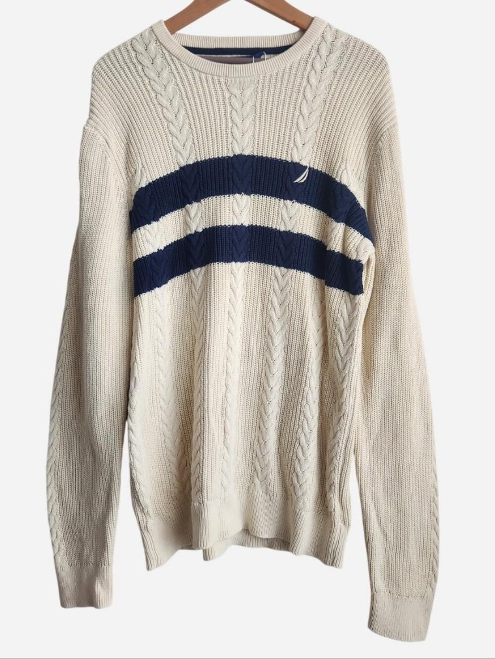 Vintage Cableknit Cotton Stripe Sweater